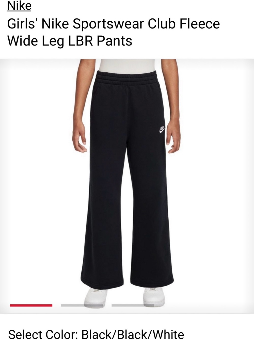 Nike Black Girls' Wide Leg Fleece Joggers *like new*